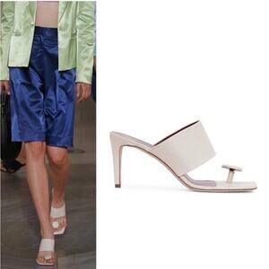 New STAUD Luna Square Toe Heel Sandals in Cream Size 36.5 / US 6.5